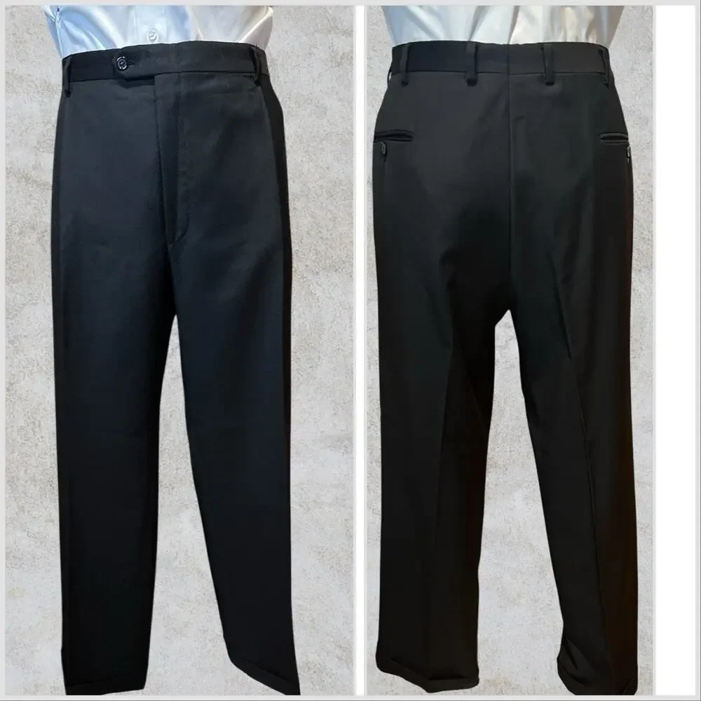 Hart Schaffner Marx 48R 42x30 Solid Black Classic Traditional Fit 2 Piece Suit